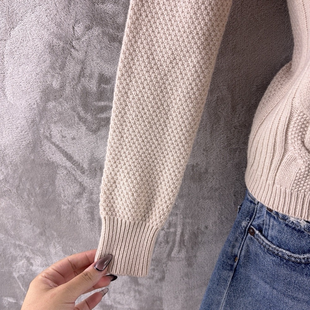 Max Mara Sweater Womens Size XS Beige Cable Knit Crewneck Italian Luxury - Picture 5 of 7